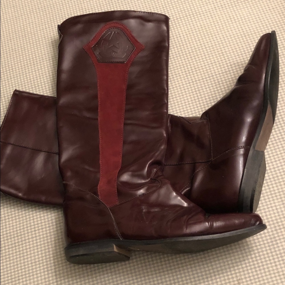 Charles David Made in Italy Burgundy Tall Pull-on Riding Boots 8 1/2 #OS0054